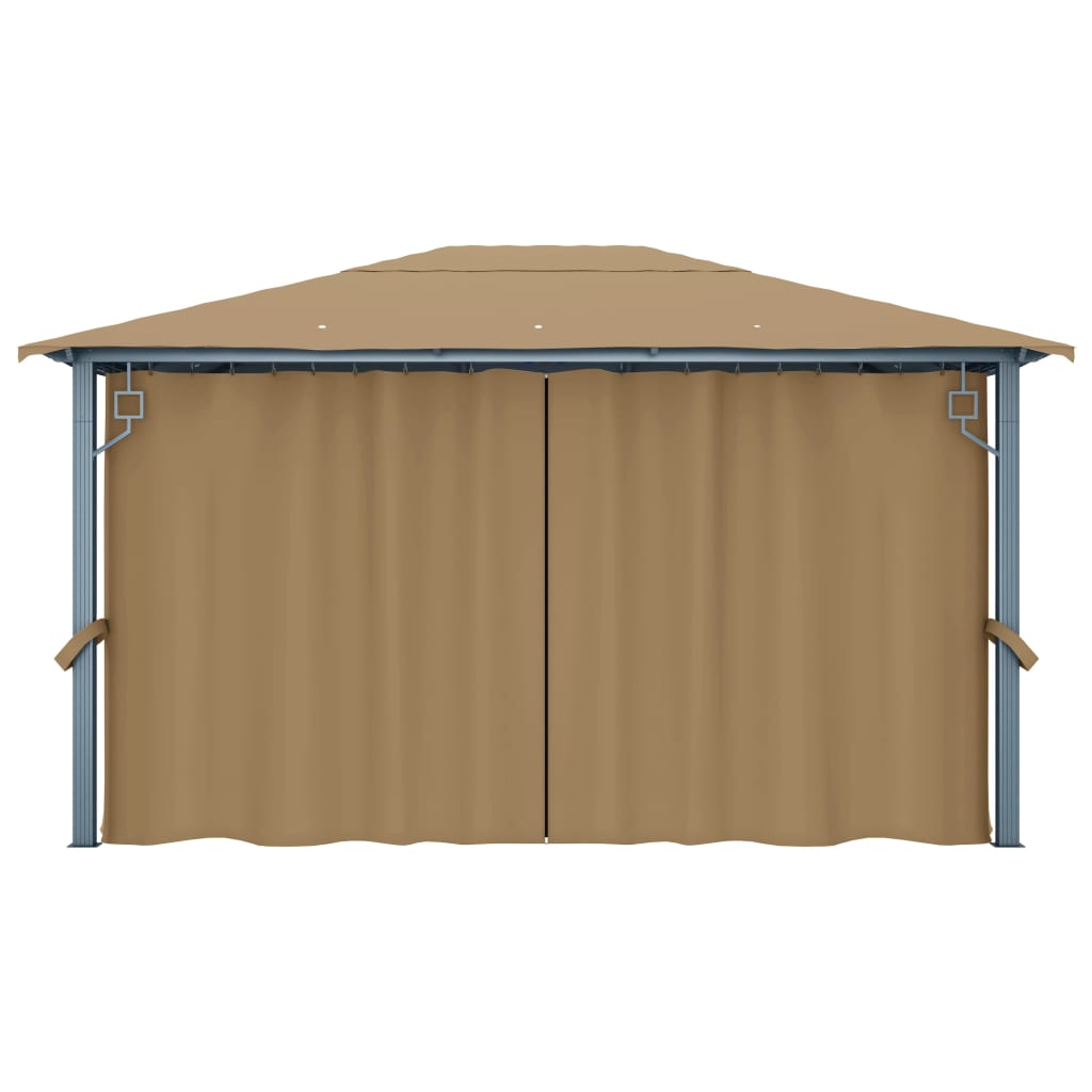 Pavilion cu perdele, gri taupe, 400 x 300 cm, aluminiu