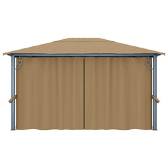 Pavilion cu perdele, gri taupe, 400 x 300 cm, aluminiu