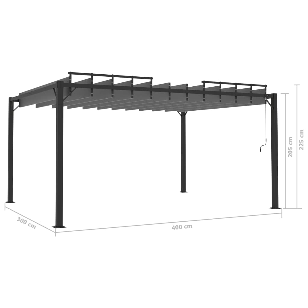 Pavilion cu acoperiș jaluzea antracit 3x4 m țesătură&aluminiu