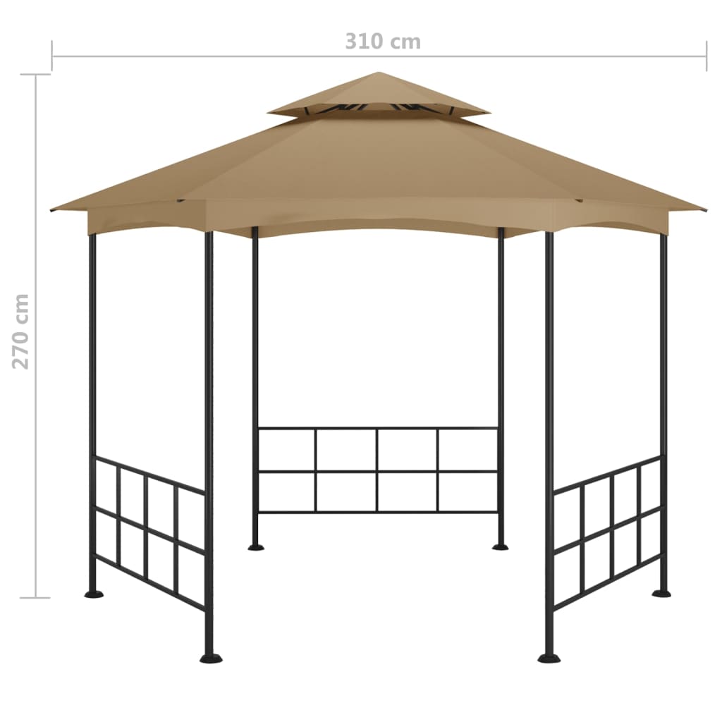 Pavilion cu pereți laterali, gri taupe, 3,1x2,7 m