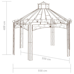 Pavilion de grădină, maro antichizat, 558x350x408 cm, fier