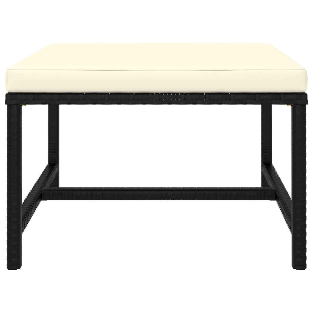 Set mobilier de grădină cu perne, 3 piese, negru, poliratan