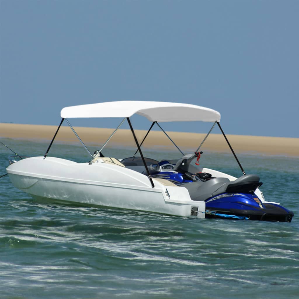 Parasolar barcă Bimini cu 2 arcuri, alb, 180 x 130 x 110 cm