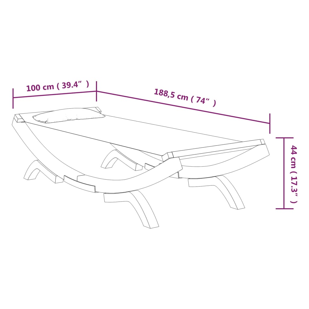 Pat de exterior, crem, 100x188,5x44 cm, lemn masiv curbat