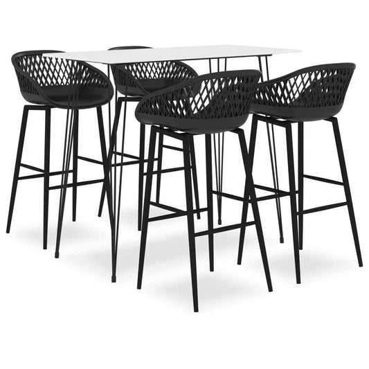 Set mobilier de bar, 5 piese, alb și negru