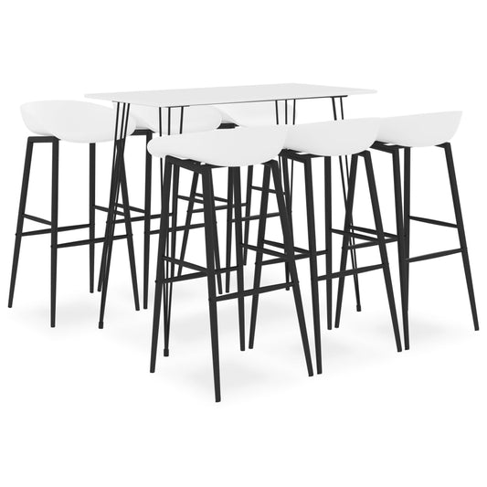 Set mobilier de bar, 7 piese, alb