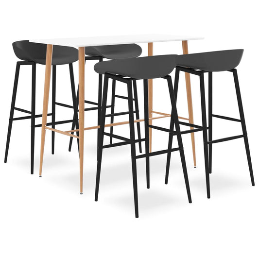 Set mobilier de bar, 5 piese, alb și gri