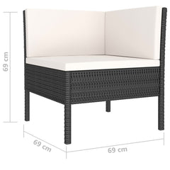 Set mobilier de grădină cu perne, 10 piese, negru, poliratan