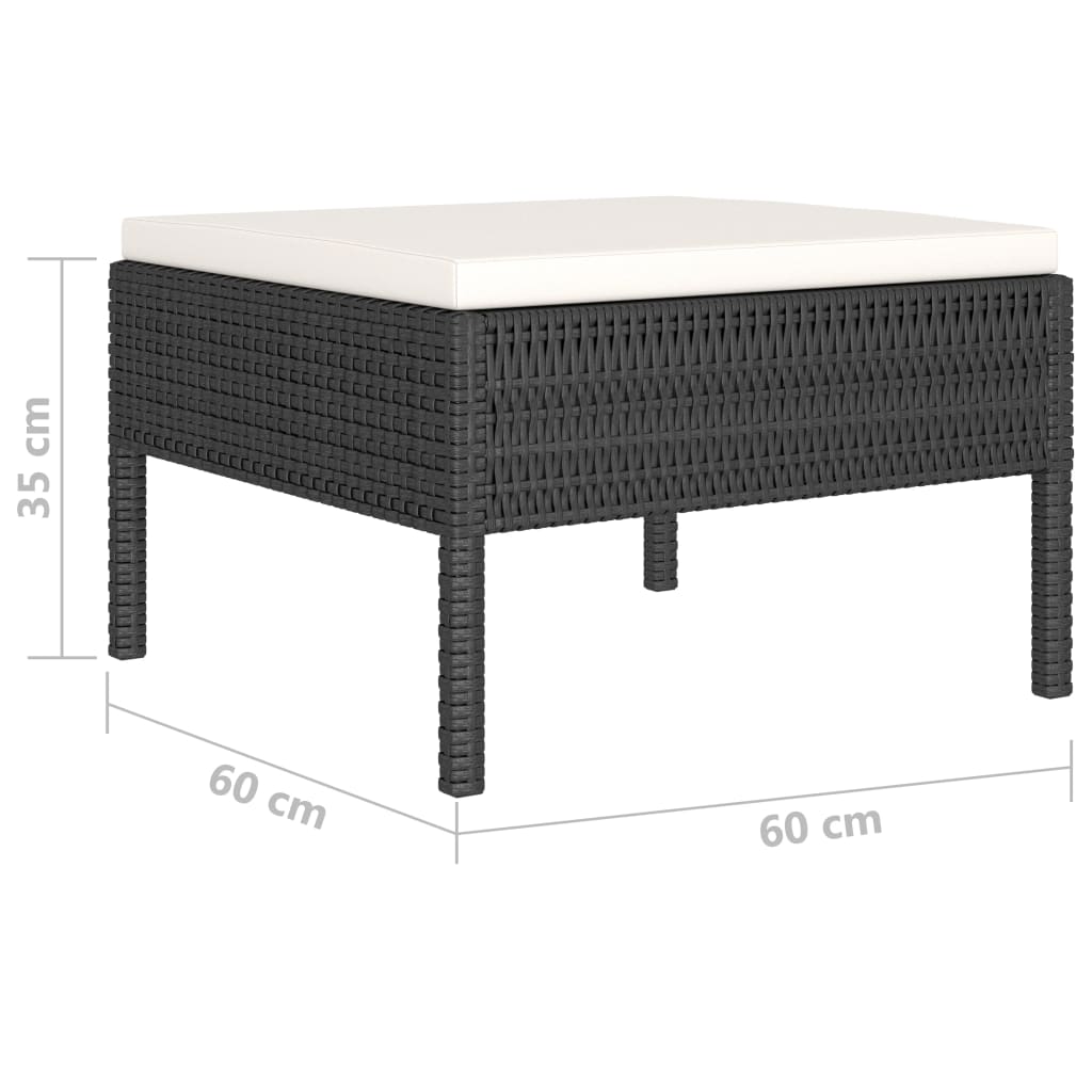 Set mobilier de grădină cu perne, 10 piese, negru, poliratan