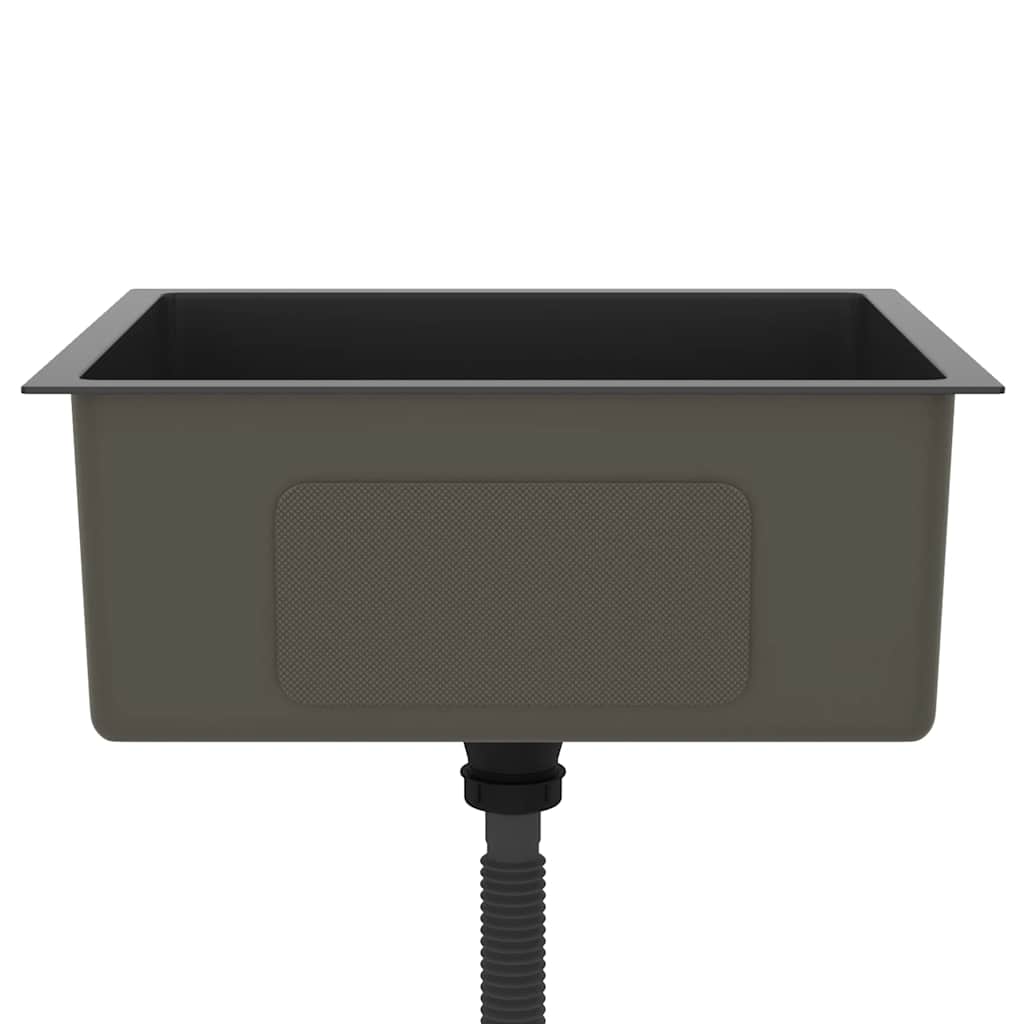 Chiuvetă de bucătărie lucrată manual, negru, oțel inoxidabil