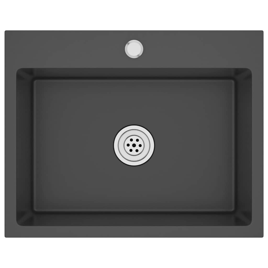 Chiuvetă de bucătărie lucrată manual, negru, oțel inoxidabil
