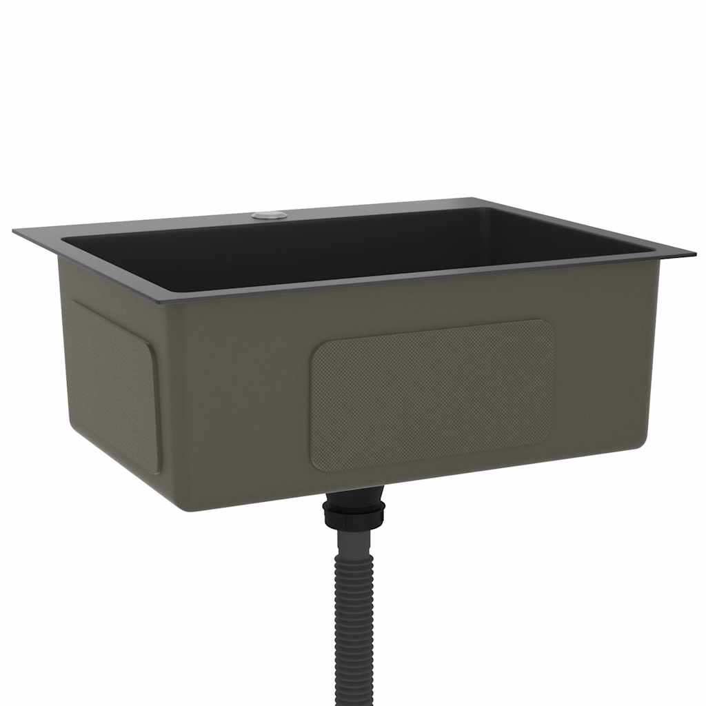 Chiuvetă de bucătărie lucrată manual, negru, oțel inoxidabil