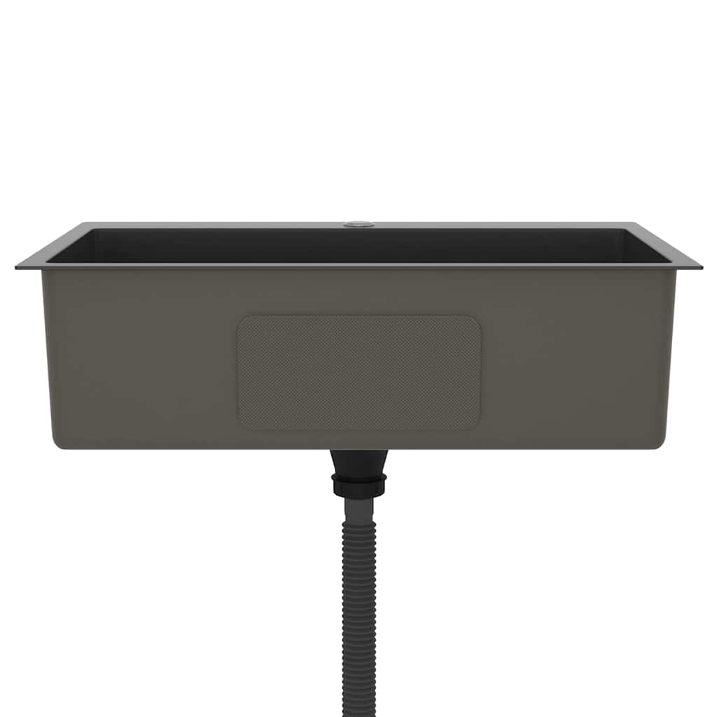 Chiuvetă de bucătărie lucrată manual, negru, oțel inoxidabil