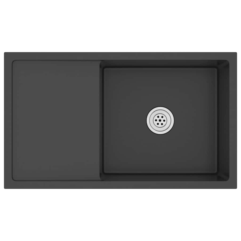 Chiuvetă de bucătărie lucrată manual, negru, oțel inoxidabil