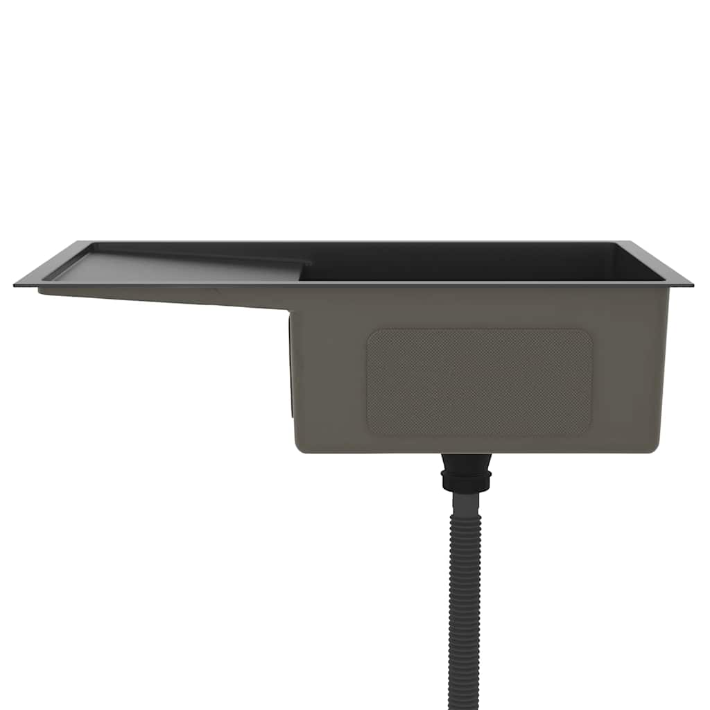 Chiuvetă de bucătărie lucrată manual, negru, oțel inoxidabil