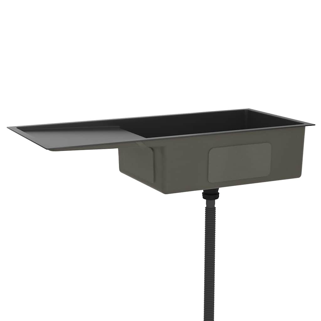 Chiuvetă de bucătărie lucrată manual, negru, oțel inoxidabil