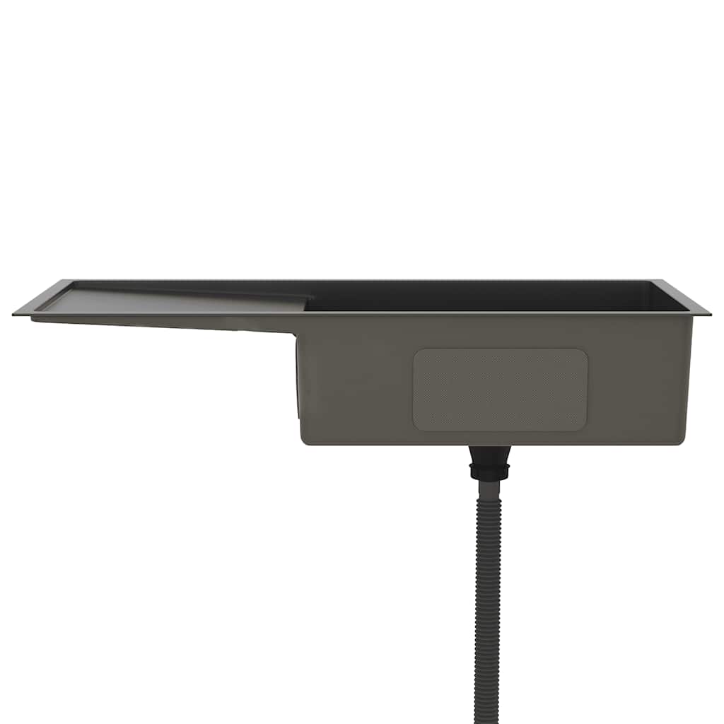 Chiuvetă de bucătărie lucrată manual, negru, oțel inoxidabil