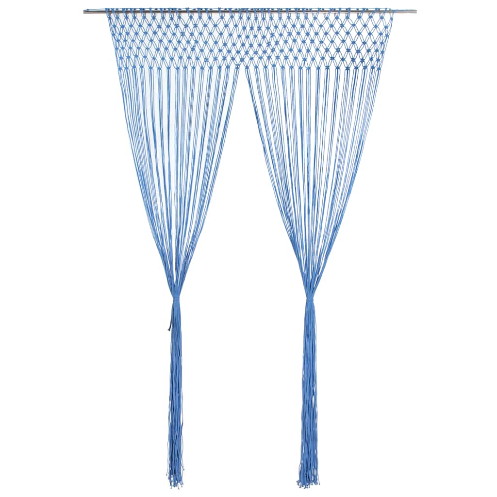 Perdea macrame, albastru, 140 x 240 cm, bumbac