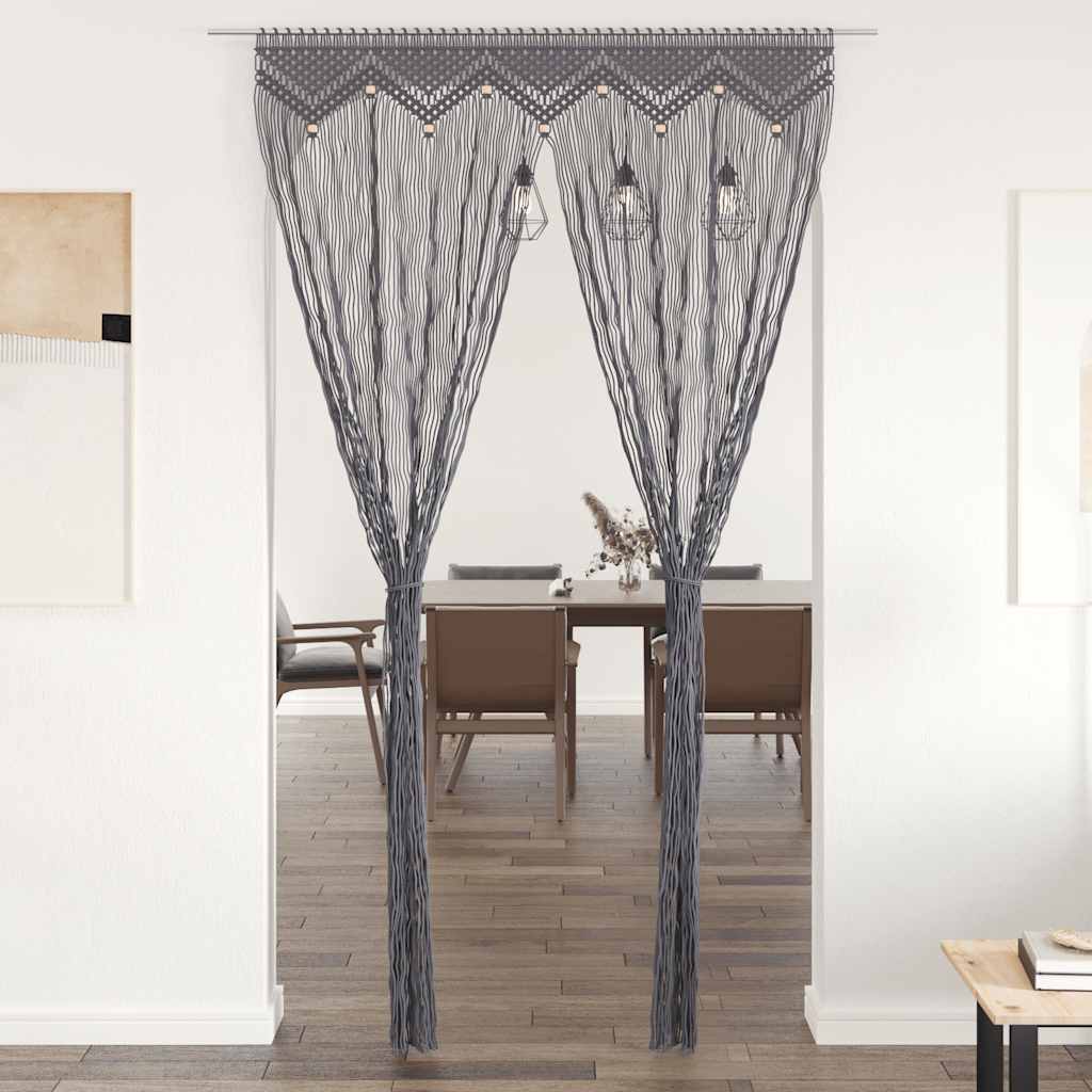 Perdea macrame, antracit, 140 x 240 cm, bumbac