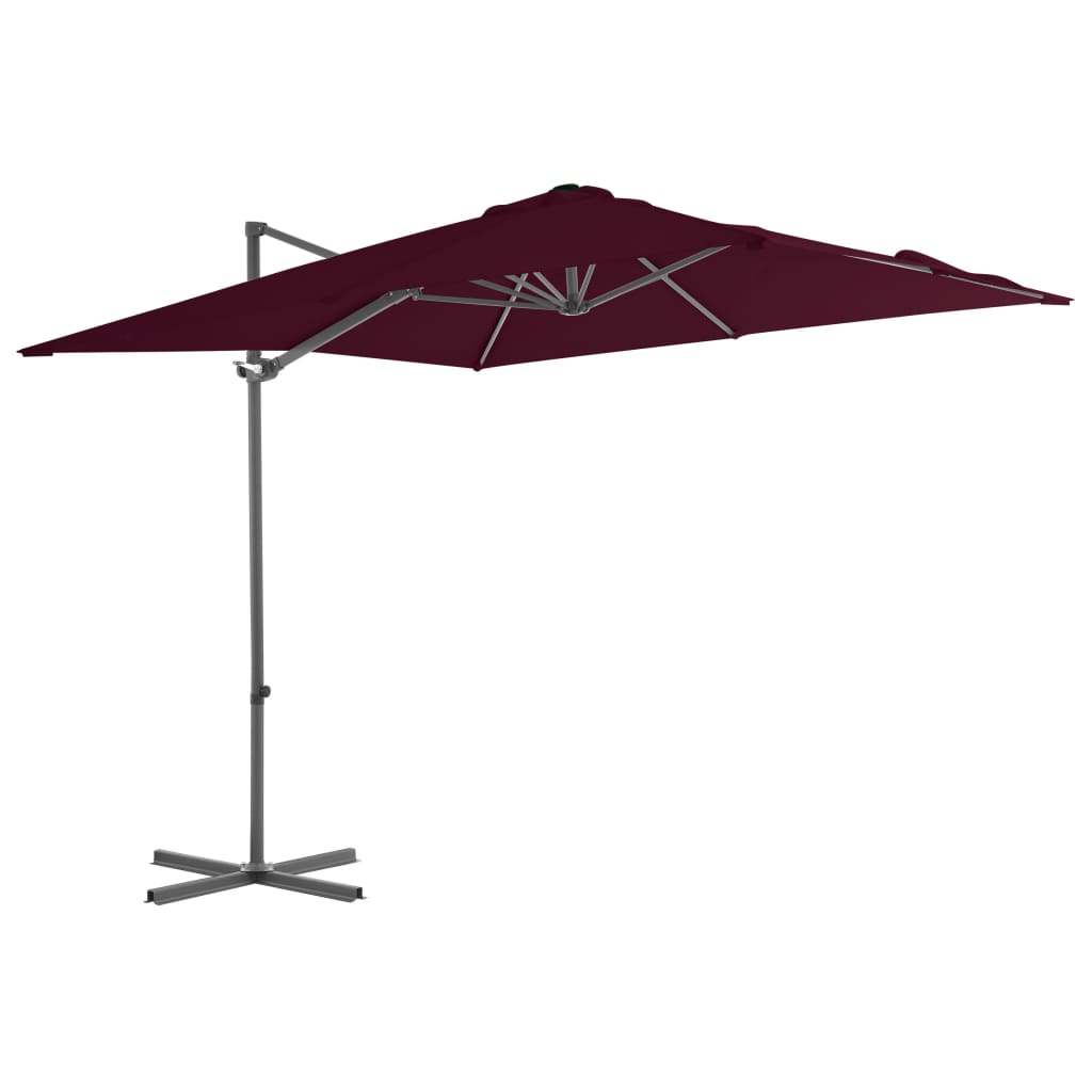 Umbrelă în consolă cu stâlp din aluminiu, bordo, 250x250 cm