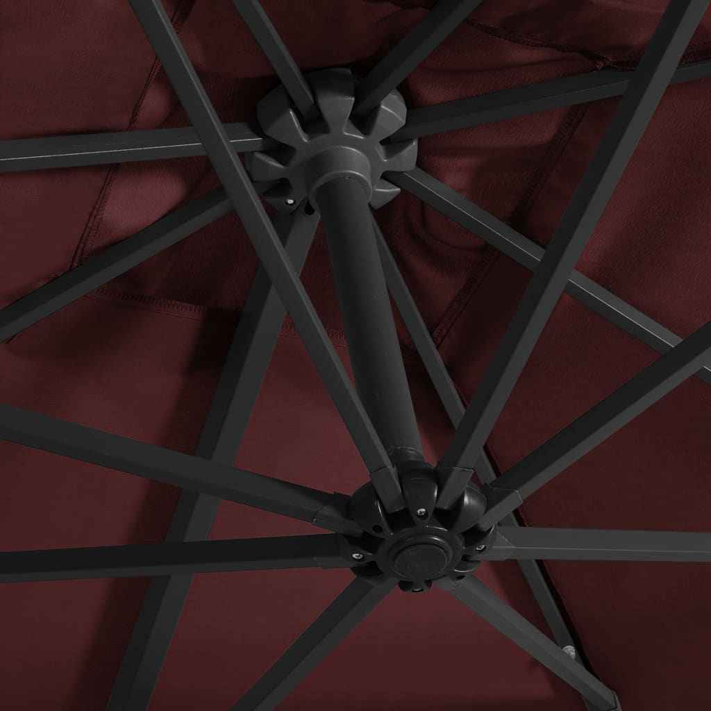 Umbrelă în consolă de grădină cu LED-uri, roșu bordo 250x250 cm