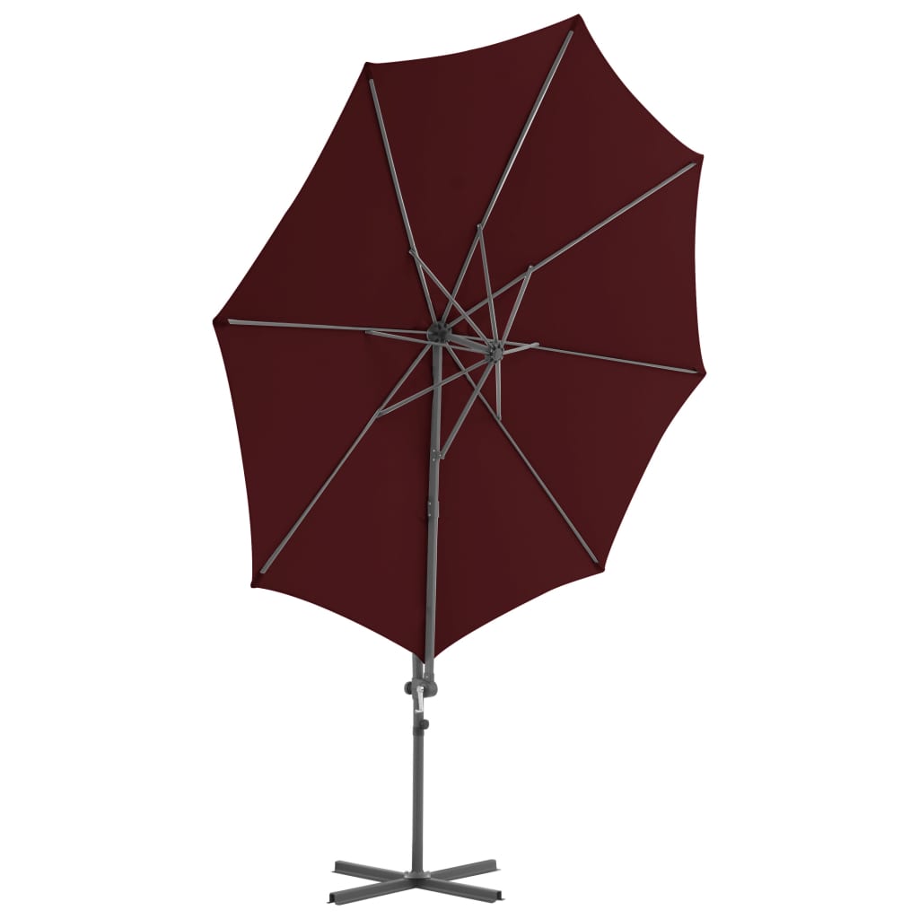 Umbrelă în consolă cu stâlp din oțel, roșu bordo, 300 cm