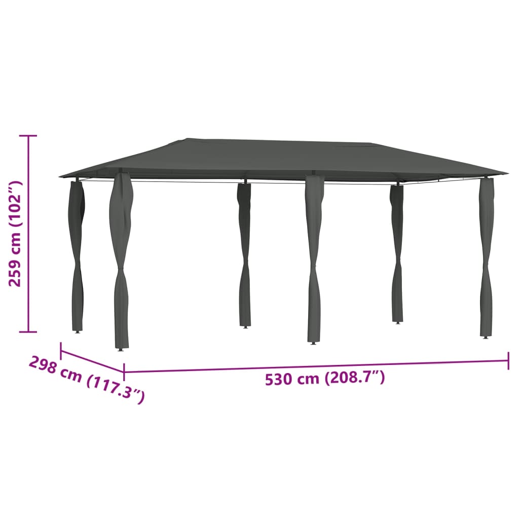 Pavilion cu huse pentru stâlpi, antracit 2,98x5,3x2,59m 160g/m²