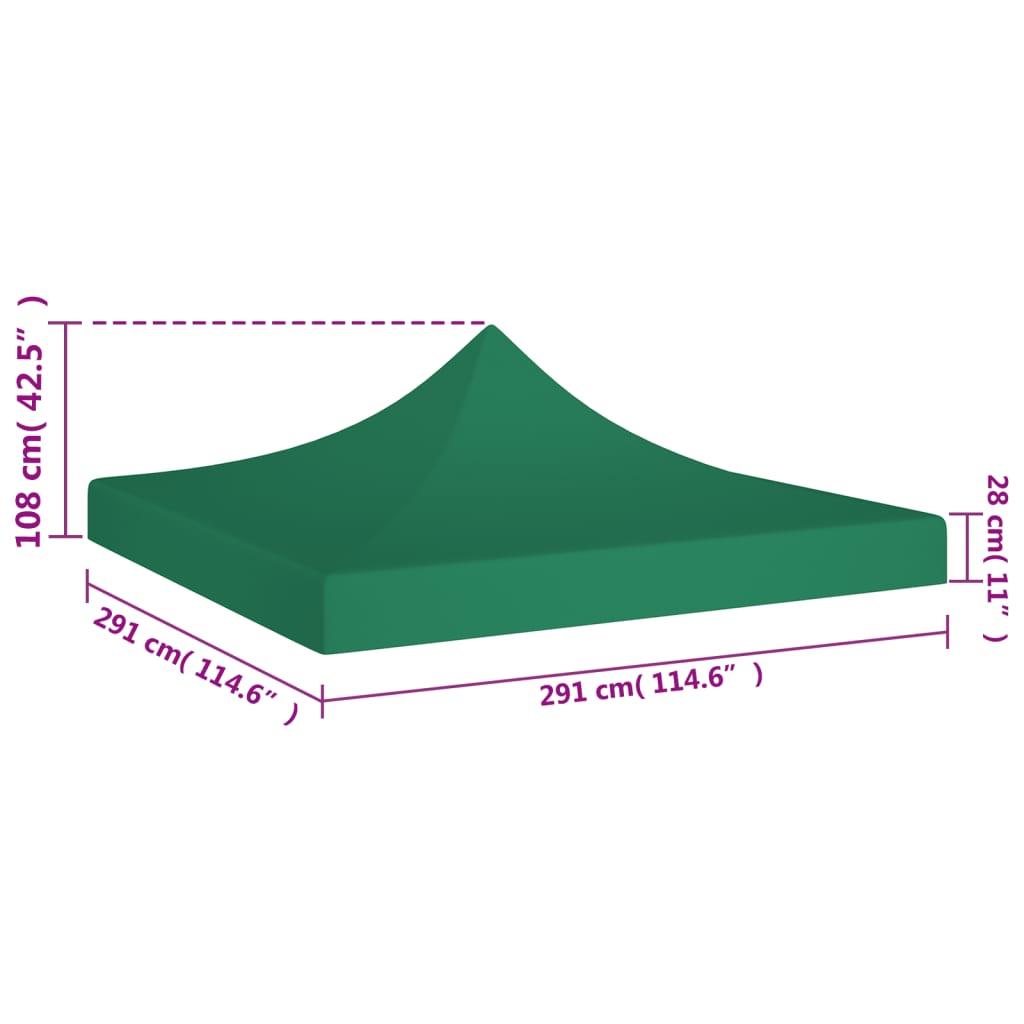 Acoperiș pentru cort de petrecere, verde, 3 x 3 m, 270 g/m²