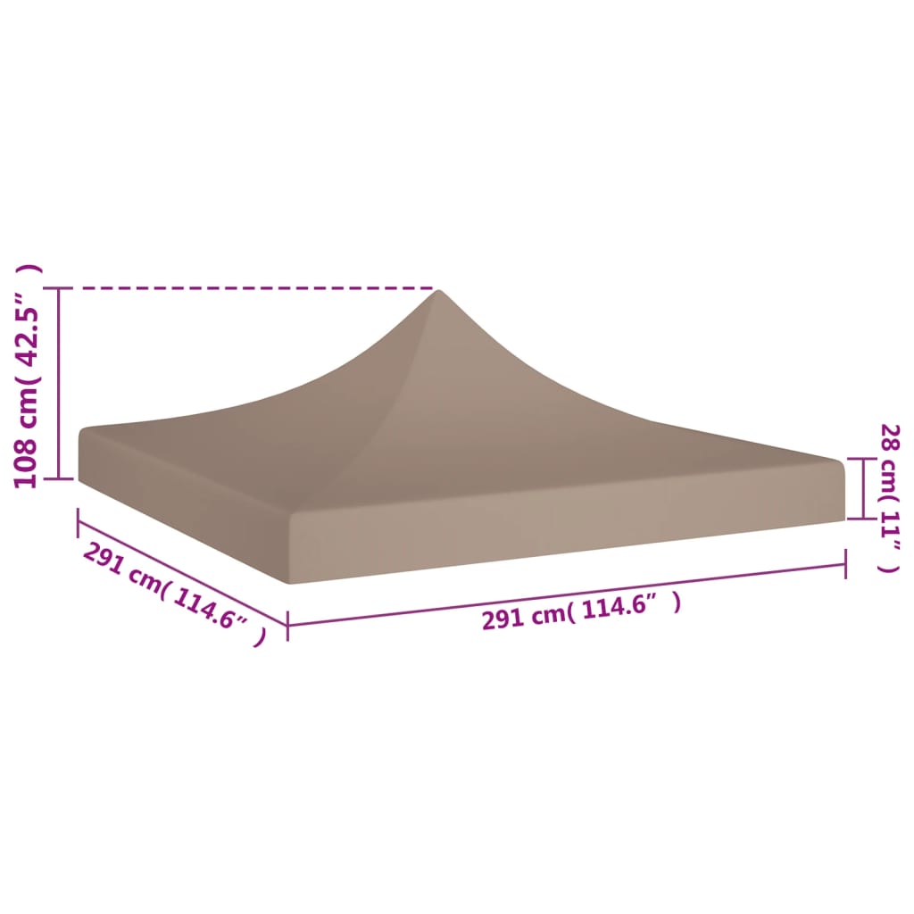 Acoperiș pentru cort de petrecere, gri taupe, 3x3 m, 270 g/m²