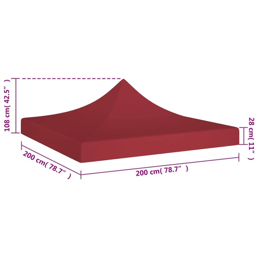 Acoperiș pentru cort de petrecere, vișiniu, 2 x 2 m, 270 g/m²