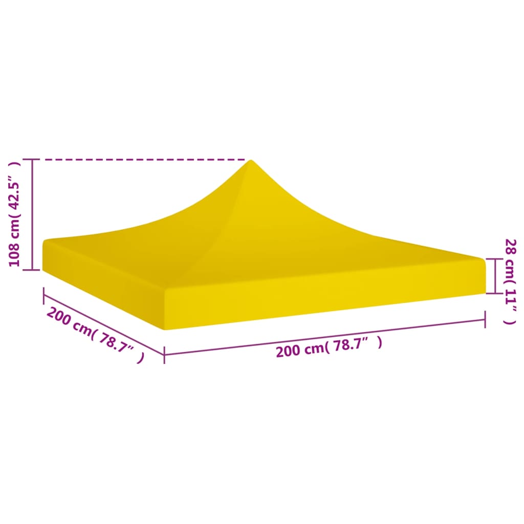 Acoperiș pentru cort de petrecere, galben, 2 x 2 m, 270 g/m²