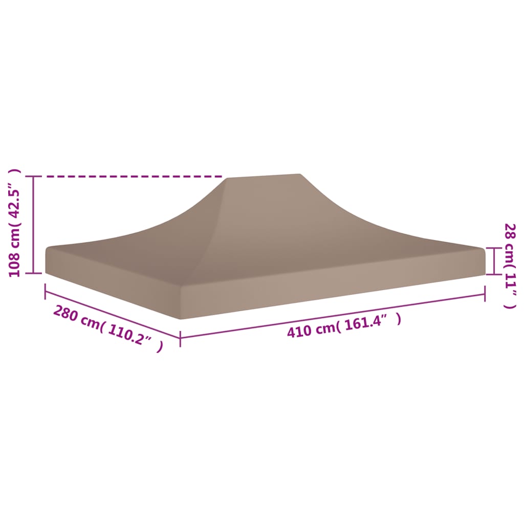 Acoperiș pentru cort de petrecere, gri taupe, 4 x 3 m, 270 g/m²