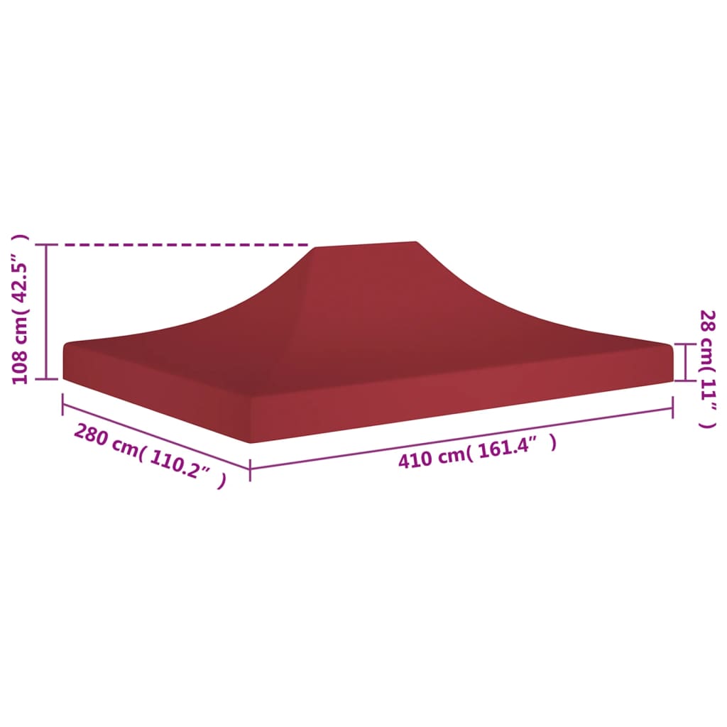 Acoperiș pentru cort de petrecere, vișiniu, 4 x 3 m, 270 g/m²