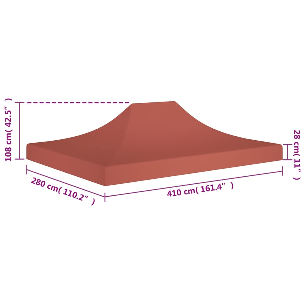 Acoperiș pentru cort de petrecere, cărămiziu, 4 x 3 m, 270 g/m²