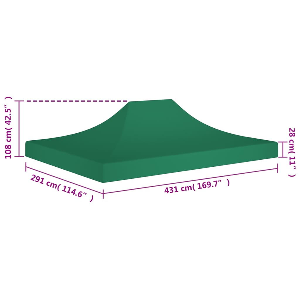 Acoperiș pentru cort de petrecere, verde, 4,5 x 3 m, 270 g/m²