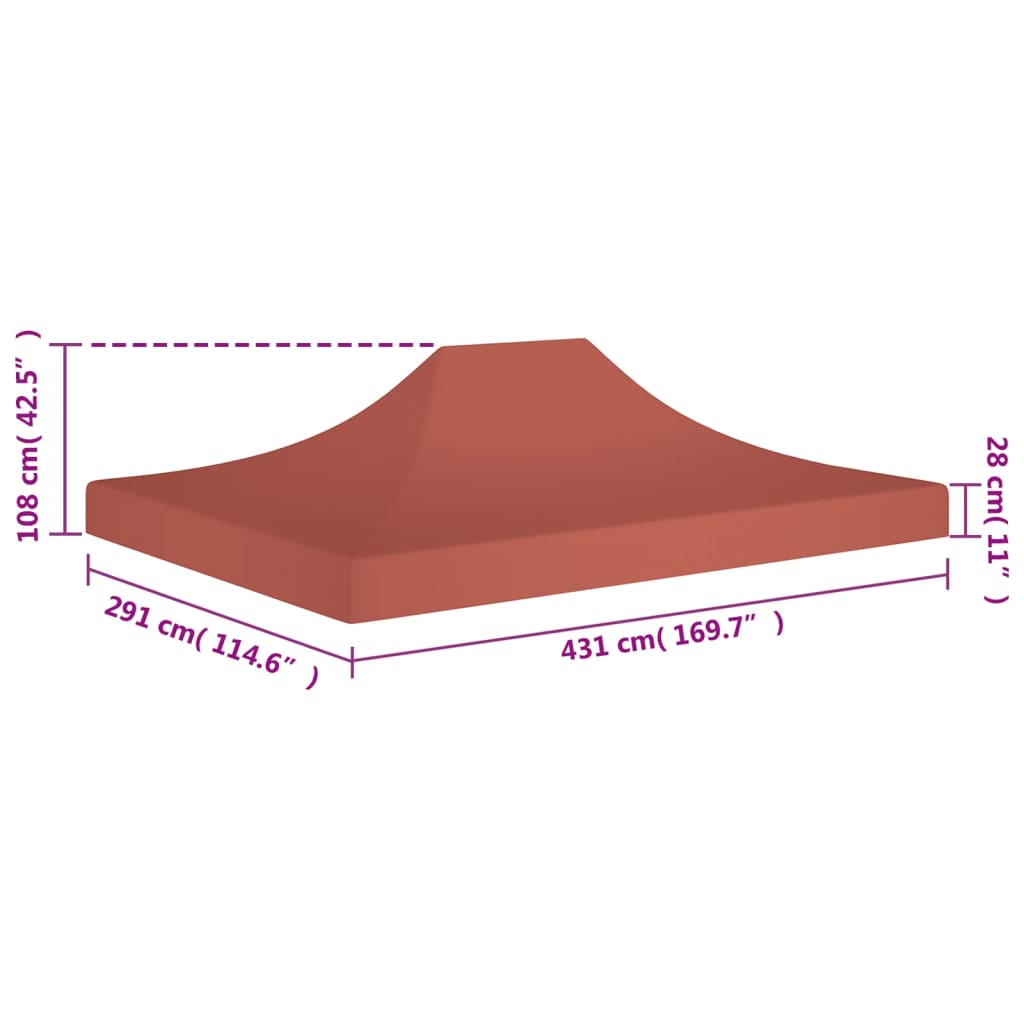 Acoperiș cort de petrecere, cărămiziu, 4,5 x 3 m, 270 g/m²