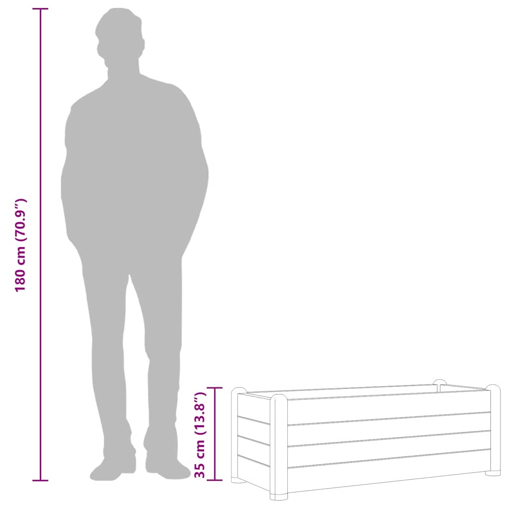 Strat înălțat de grădină, cafeniu, 100 x 43 x 35 cm, PP