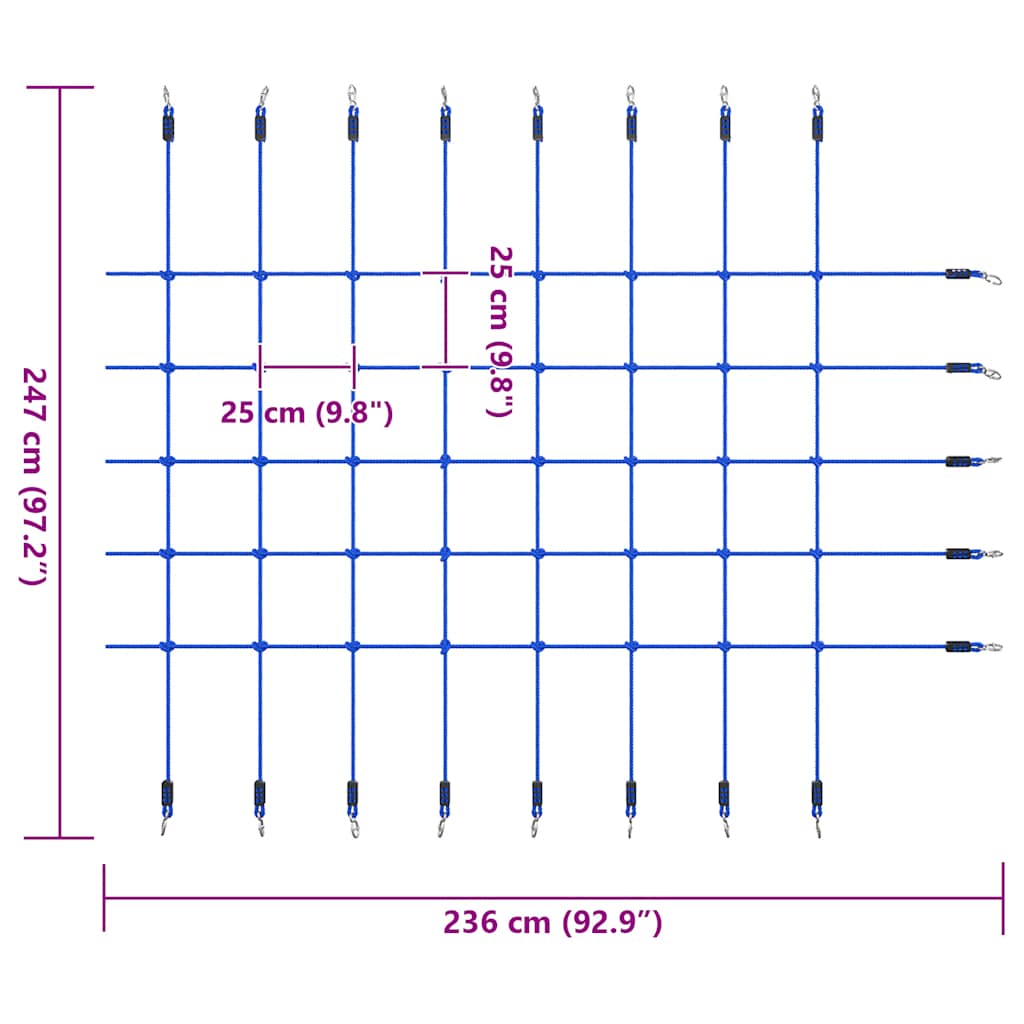 Plasă de cățărat, albastru, 200x150 cm