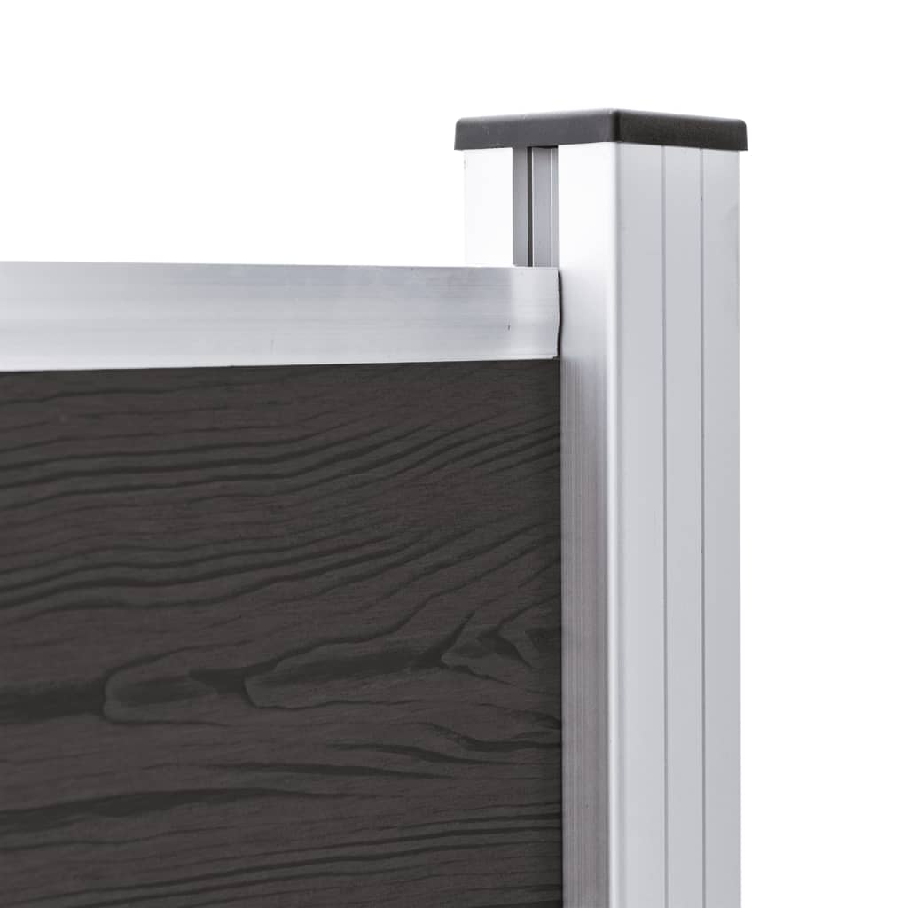 Set de panouri de gard, negru, 175x105 cm, WPC