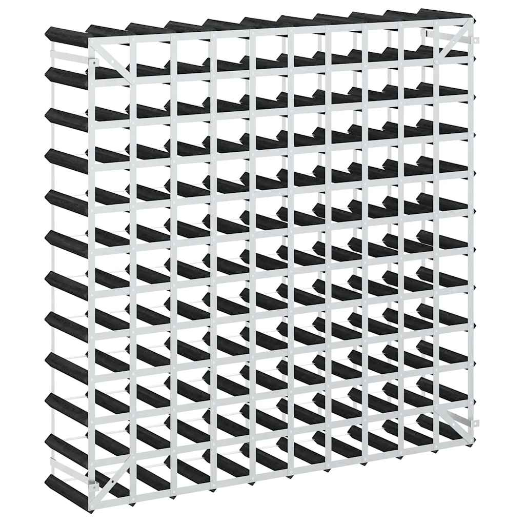 Suport de vinuri, 120 sticle, negru, lemn masiv de pin