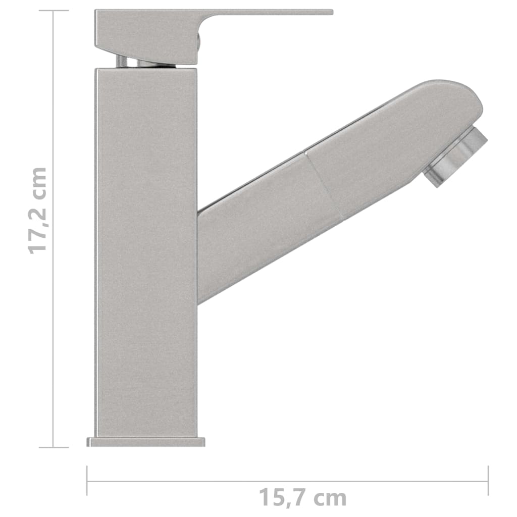 Robinet chiuvetă de baie retractabil, argintiu, 157x172 mm