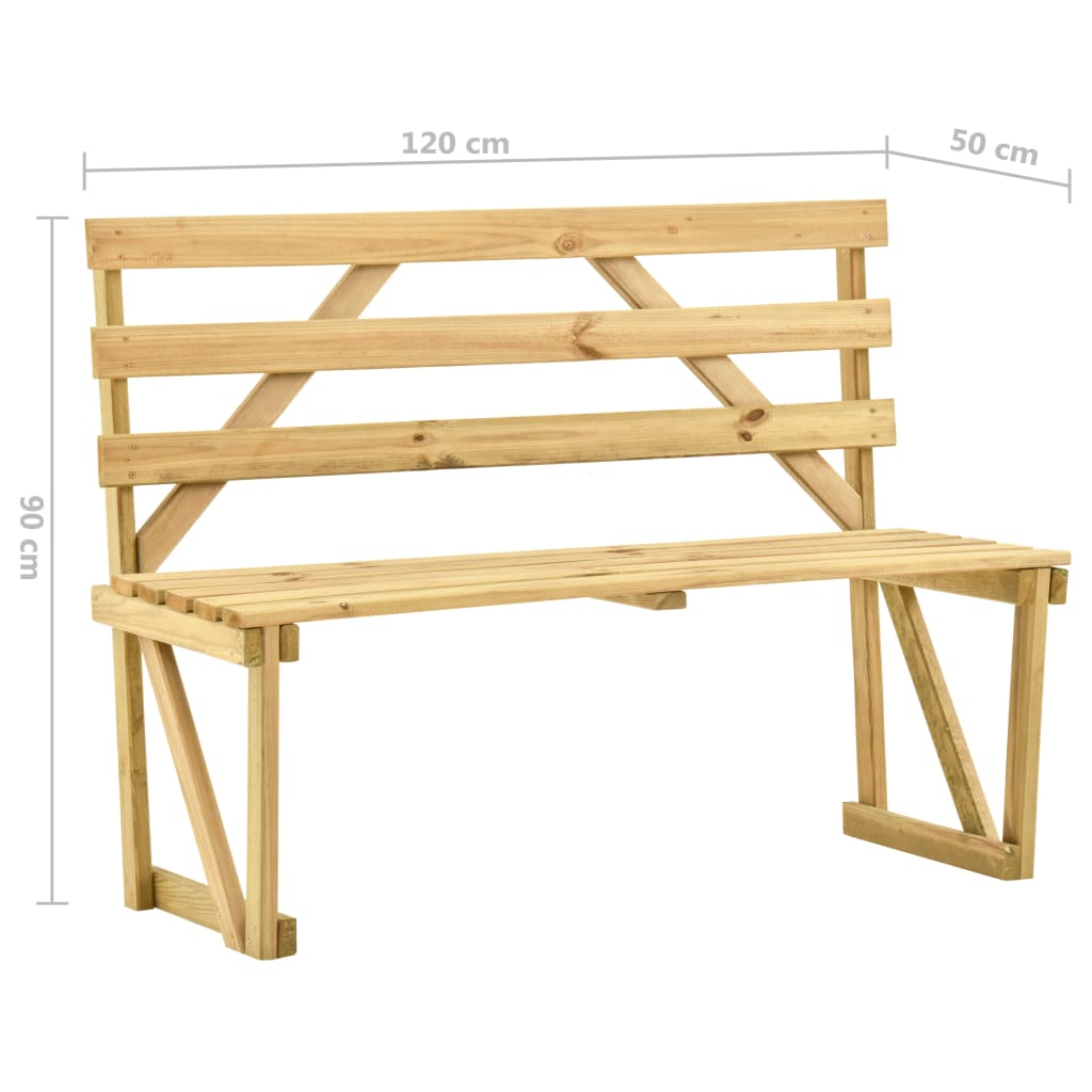 Bancă de grădină, 120 cm, lemn de pin tratat