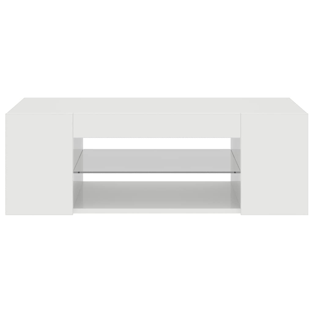 Comodă TV cu lumini LED, alb extralucios, 90x39x30 cm