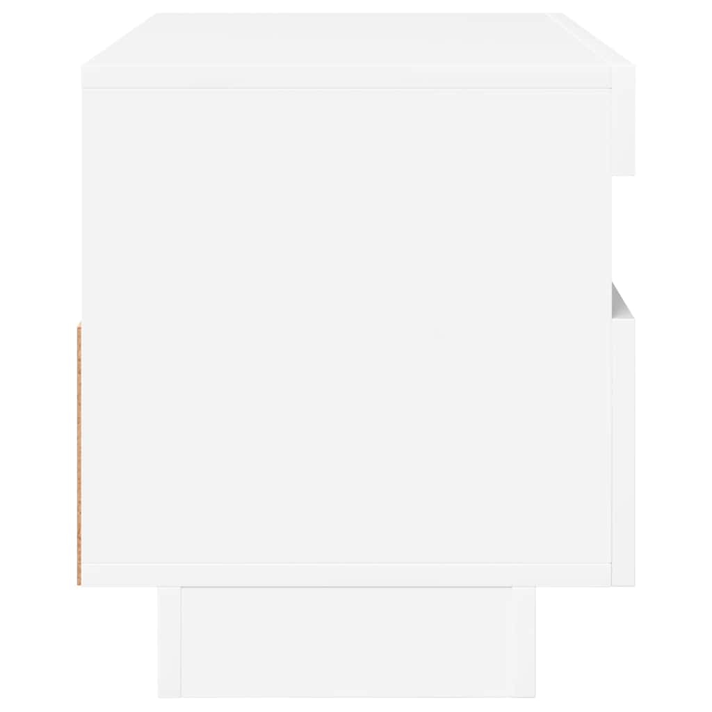 Comodă TV cu lumini LED, alb extralucios, 80x35x40 cm