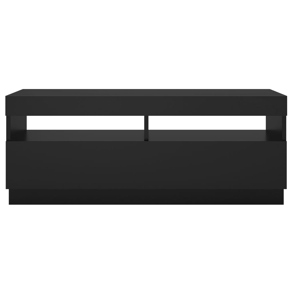 Comodă TV cu lumini LED, negru, 100x35x40 cm