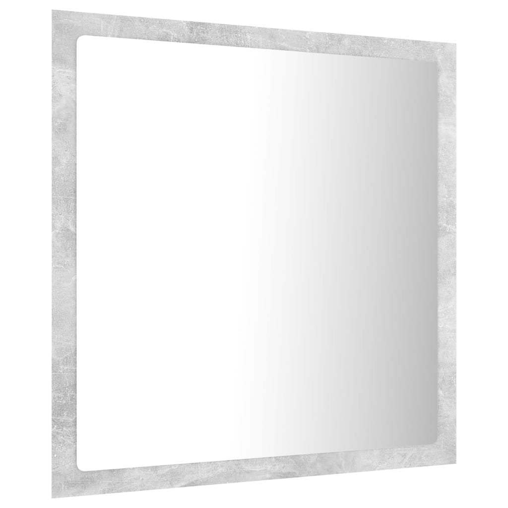 Oglindă de baie cu LED, gri beton, 40x8,5x37 cm, acril