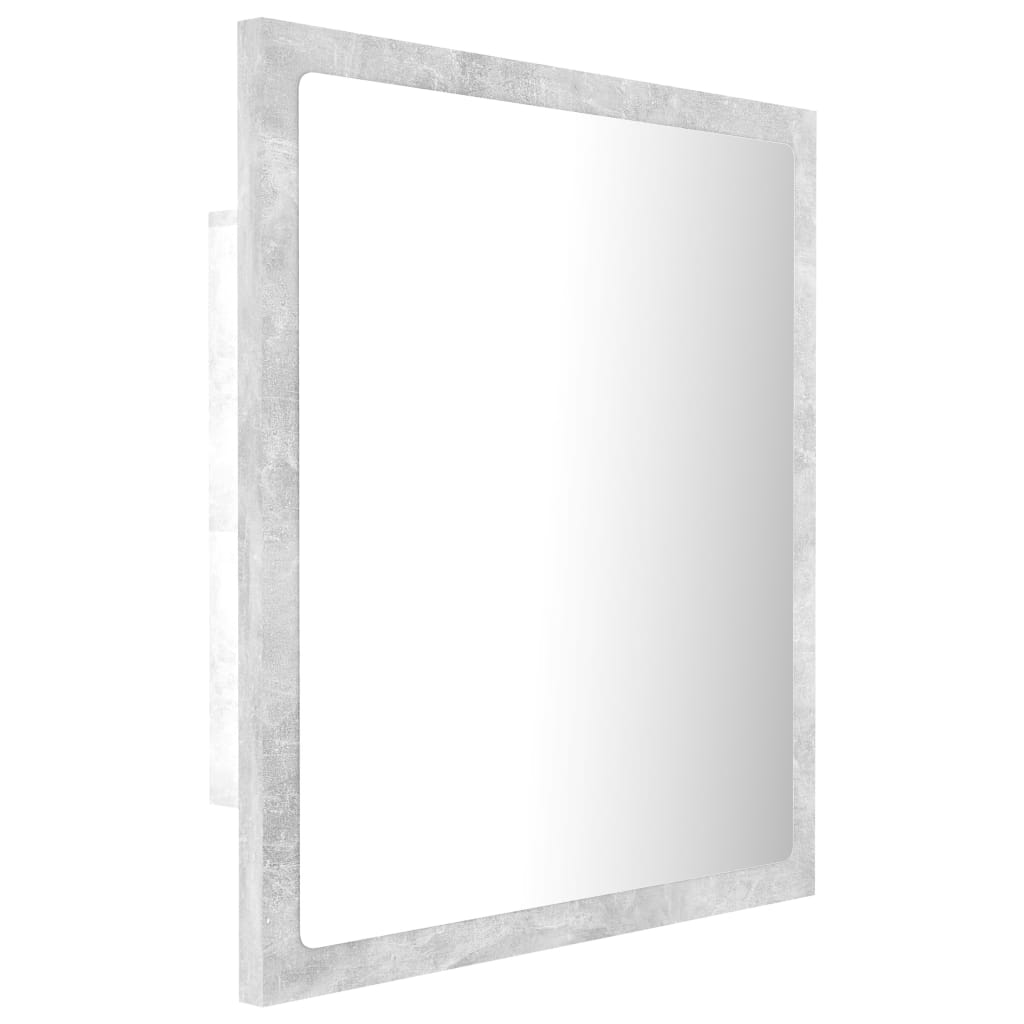 Oglindă de baie cu LED, gri beton, 40x8,5x37 cm, acril