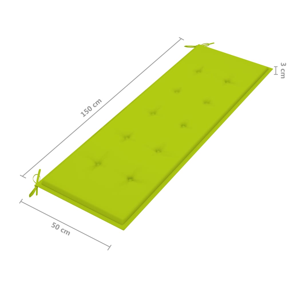 Bancă grădină 3 locuri, cu pernă, 150 cm, lemn masiv eucalipt