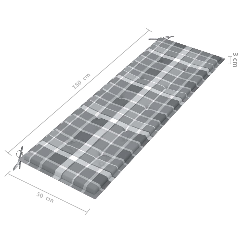 Bancă grădină 3 locuri, cu pernă, 150 cm, lemn masiv eucalipt