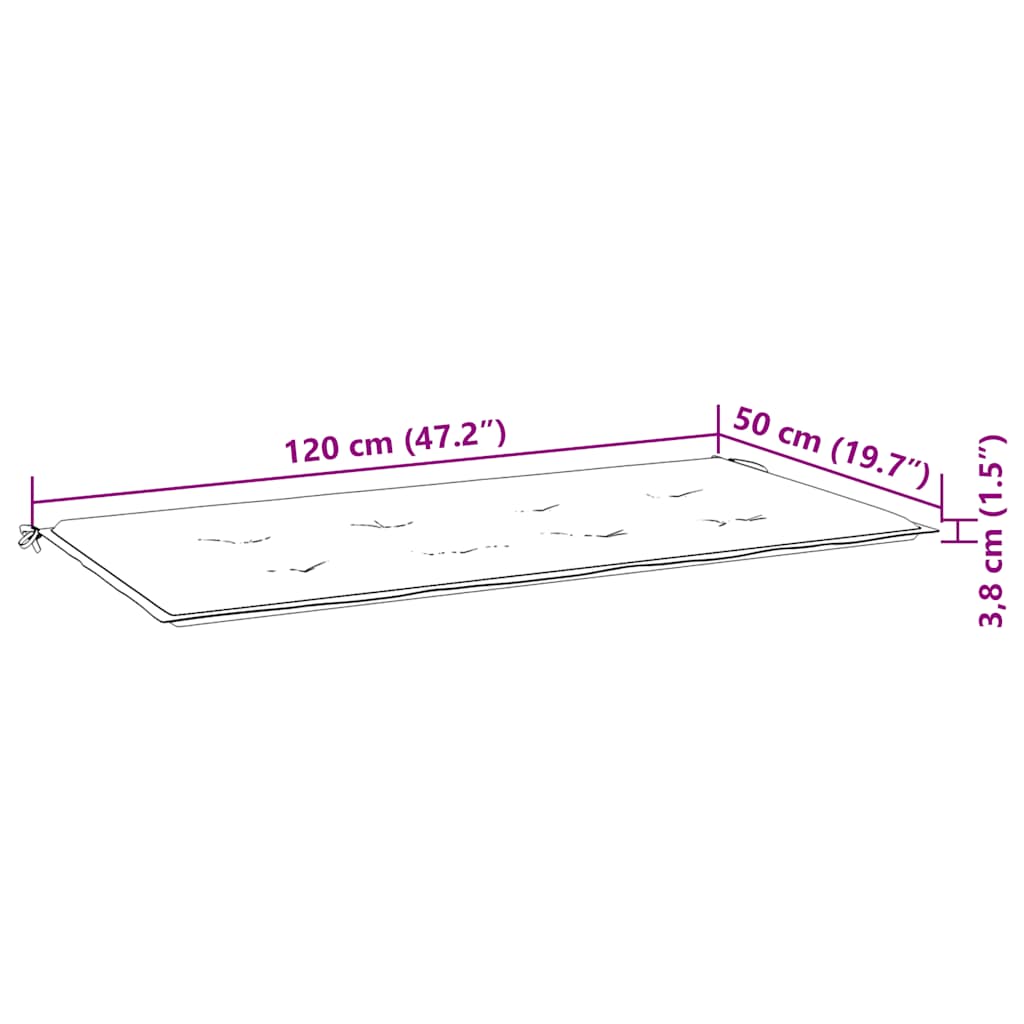 Bancă Batavia cu pernă antracit, 120 cm, lemn masiv tec